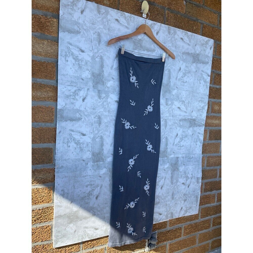 klesis embroided tube top dress charcoal size small - Picture 3 of 8